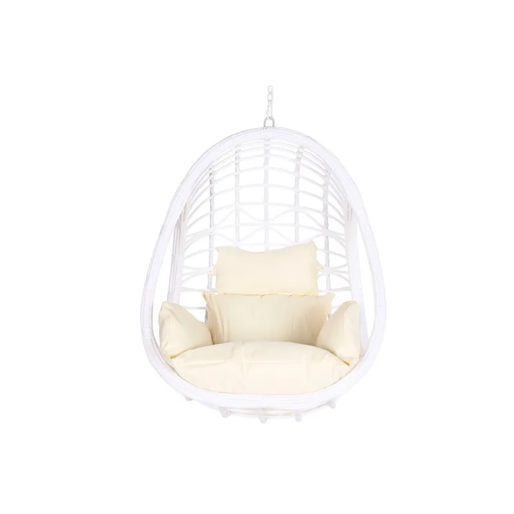 Dondolo uovo sospeso DKD Home Decor 90 x 70 x 110 cm Metallo rattan sintetico Bianco