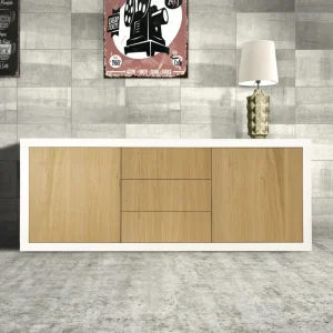 Doris - Madia laminato con due ante battenti e tre cassetti