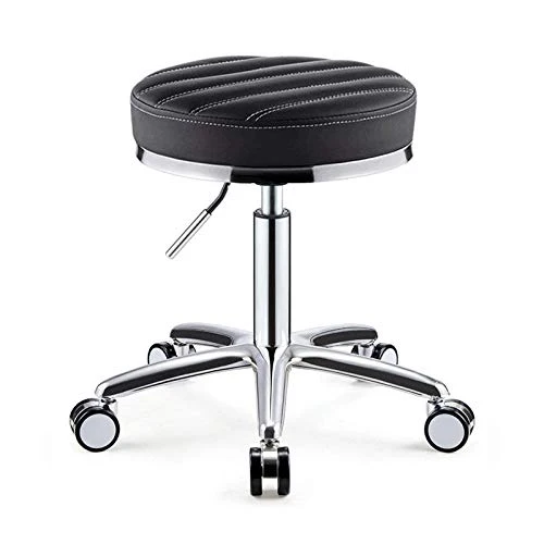 DWXN Sgabelli con Ruote,Sgabello con Nero PU Similpelle Posto Sedere,Altezza Regolabile 45-55 cm,capacità di Carico 160 kg...
