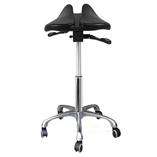 DWXN Sgabello Scrivania con Ruote,Sgabello Sgabelli con Nero PU Similpelle Posto Sedere,Altezza Regolabile 53-73 cm,capaci...