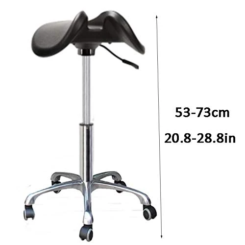 DWXN Sgabello Scrivania con Ruote,Sgabello Sgabelli con Nero PU Similpelle Posto Sedere,Altezza Regolabile 53-73 cm,capaci...