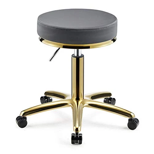 DWXN Sgabello Sgabelli con Ruote,Sgabello Industriale con Grigio PU Similpelle Posto Sedere,Altezza Regolabile 45-55 cm,ca...