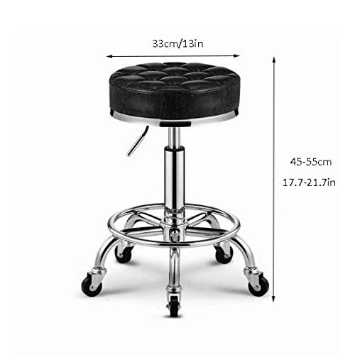 DWXN Sgabello Sgabelli con Ruote,Sgabello Industriale con Grigio PU Similpelle Posto Sedere,Altezza Regolabile 45-55 cm,ca...