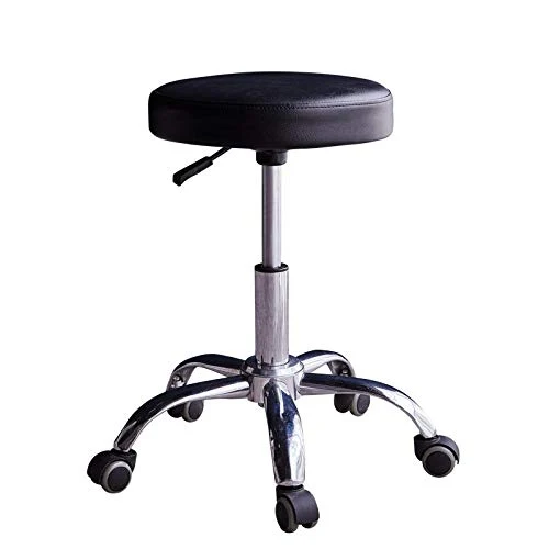 DWXN Sgabello Ufficio con Rotelle,Sgabello Regolabile con Nero PVC Similpelle Posto Sedere,Altezza Regolabile 48-61 cm,cap...