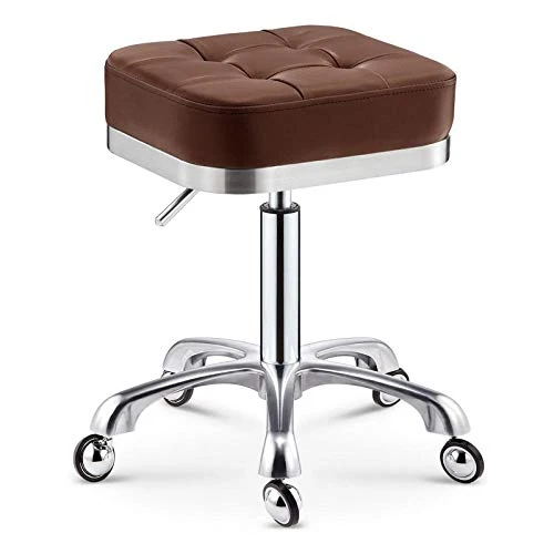Sgabelli con Ruote，Sgabello con Marrone PU Similpelle Posto Sedere，Altezza Regolabile 45-55 cm，Capacità di Carico 160 kg，S...
