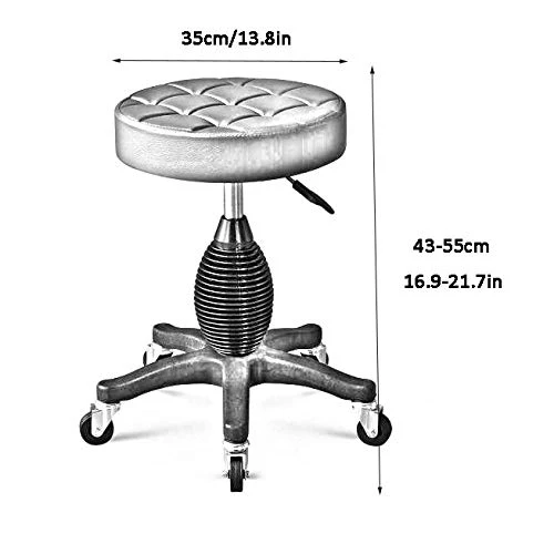 Sgabelli da Cucina con Rotelle,Sgabello per Estetista con Bianca PU Similpelle Posto Sedere,Altezza Regolabile 43-55 cm,Ca...