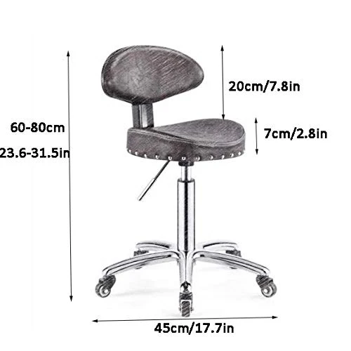 Sgabelli da Cucina con Rotelle,Sgabello per Estetista con Nero PU Similpelle Posto Sedere,Altezza Regolabile 60-80 cm,Capa...
