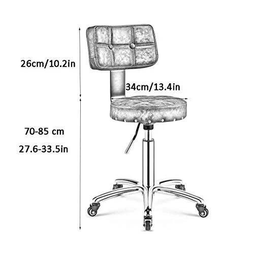 Sgabelli da Cucina con Ruote,Sgabello per Estetista con Nero Similpelle Posto Sedere,Altezza Regolabile 70-85 cm,Capacità...