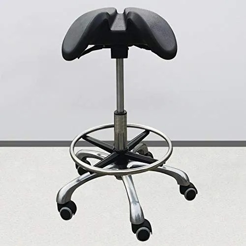Sgabelli Regolabili Altezza con Rotelle,Sgabello Girevole con Nero PU Similpelle Posto Sedere,Altezza Regolabile 49-65 cm,...