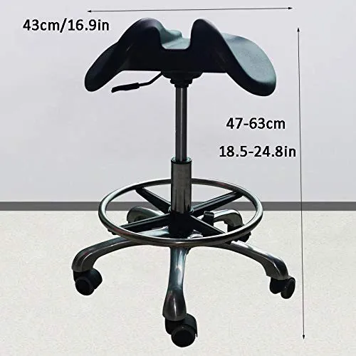 Sgabelli Regolabili Altezza con Rotelle,Sgabello Girevole con Nero PU Similpelle Posto Sedere,Altezza Regolabile 49-65 cm,...