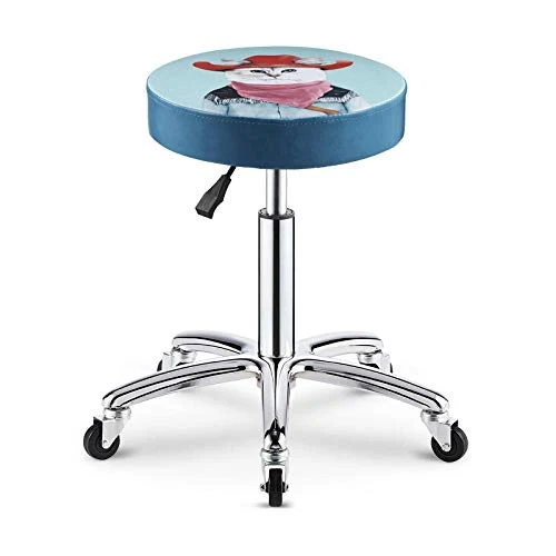 Sgabelli Regolabili Altezza con Rotelle,Sgabello Girevole con Modello Gatto Gentiluomo PU Similpelle Posto Sedere,Altezza...