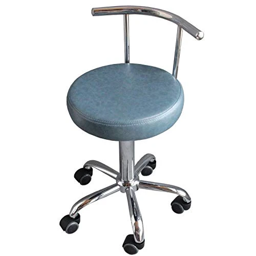 Sgabello Camera da Letto con Rotelle，Sgabello Imbottito con Blu Similpelle Posto Sedere，Altezza Regolabile 45-57 cm，Capaci...