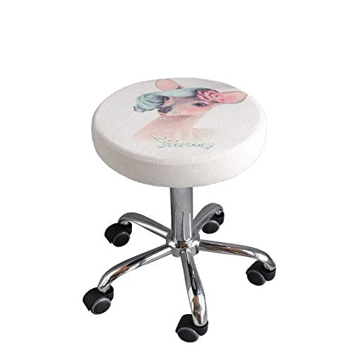 Sgabello Camera da Letto con Ruote,Sgabello Imbottito con Modello Fulvo Panno di Lino Posto Sedere,Altezza Regolabile 45-5...