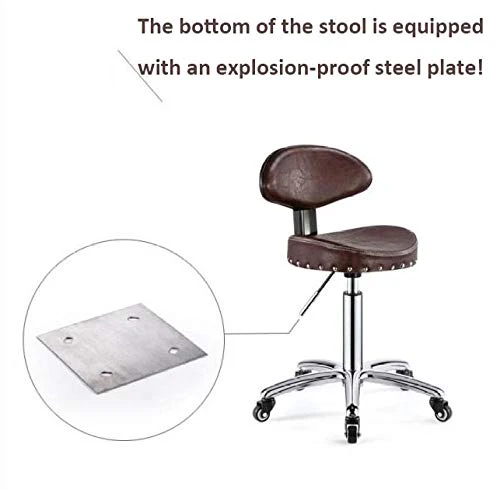 Sgabello Imbottito con Rotelle,Sgabello Ergonomico con Nero PU Similpelle Posto Sedere,Altezza Regolabile 60-80 cm,Capacit...