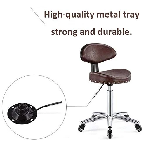 Sgabello Imbottito con Rotelle,Sgabello Ergonomico con Nero PU Similpelle Posto Sedere,Altezza Regolabile 60-80 cm,Capacit...