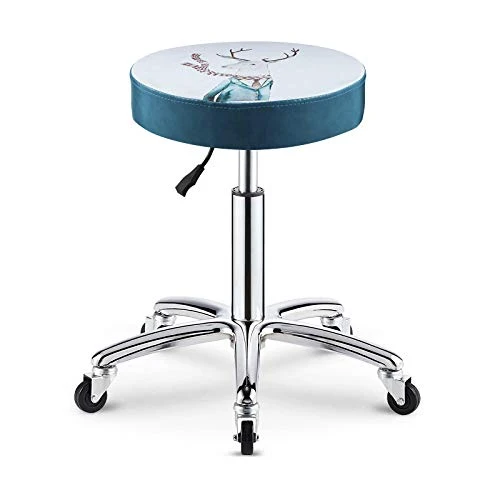 Sgabello da Lavoro con Ruote，Sgabello Ruote con Sciarpa Modello Fulvo PU Similpelle Posto Sedere，Altezza Regolabile 45-58...