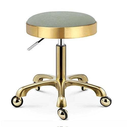 Sgabello per Estetista con Rotelle，Sgabello Camera da Letto con Verde PU Similpelle Posto Sedere，Altezza Regolabile 45-55...