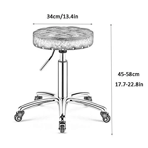 Sgabello Regolabile Altezza con Rotelle,Sgabello Scrivania con Marrone Similpelle Posto Sedere,Altezza Regolabile 45-59 cm...