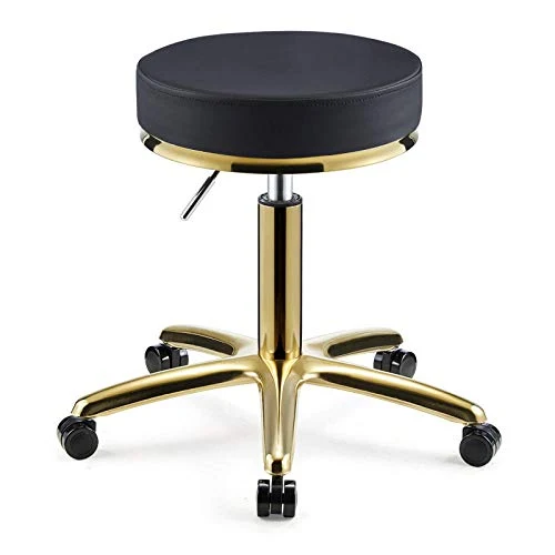 Sgabello Regolabile con Ruote,Sgabello Sedia con Nero PU Similpelle Posto Sedere,Altezza Regolabile 45-55 cm,Capacità di C...