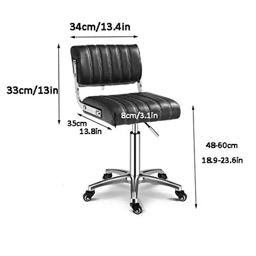 Sgabello Scrivania con Rotelle,Sgabello Sgabelli con Nero PU Similpelle Posto Sedere,Altezza Regolabile 48-60 cm,Capacità...