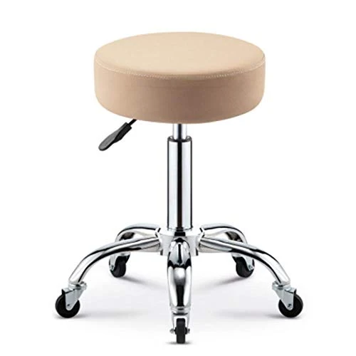 Sgabello Scrivania con Rotelle，Sgabello Sgabelli con Bianca Similpelle Posto Sedere，Altezza Regolabile 42-55 cm，Capacità d...