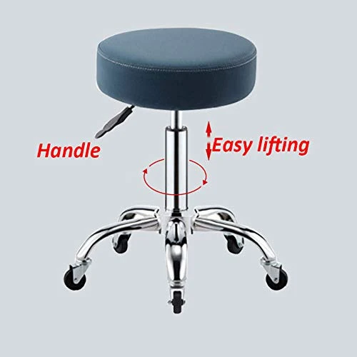 Sgabello Scrivania con Rotelle,Sgabello Sgabelli con Bianca Similpelle Posto Sedere,Altezza Regolabile 42-55 cm,Capacità d...