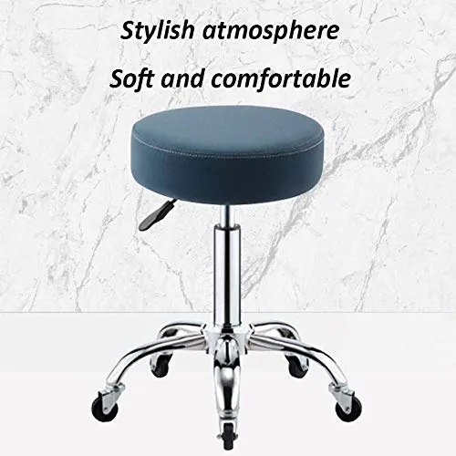 Sgabello Scrivania con Rotelle,Sgabello Sgabelli con Bianca Similpelle Posto Sedere,Altezza Regolabile 42-55 cm,Capacità d...