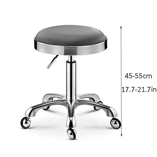 Sgabello Scrivania con Rotelle,Sgabello Sgabelli con Grigio PU Similpelle Posto Sedere,Altezza Regolabile 45-55 cm,Capacit...