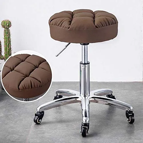 Sgabello Sedia con Rotelle,Sgabelli da Cucina con Quadrato Rosso Cotone Posto Sedere,Altezza Regolabile 42-55 cm,Capacità...