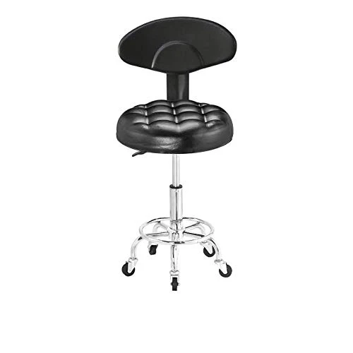 Sgabello Sedia con Rotelle,Sgabelli da Cucina con Nero Similpelle Posto Sedere,Altezza Regolabile 42-54 cm,Capacità di Car...