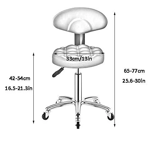 Sgabello Sedia con Rotelle,Sgabelli da Cucina con Nero Similpelle Posto Sedere,Altezza Regolabile 42-54 cm,Capacità di Car...