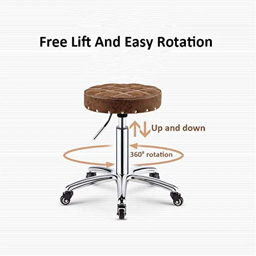 Sgabello Sgabelli con Rotelle,Sgabello Industriale con Marrone Similpelle Posto Sedere,Altezza Regolabile 45-59 cm,Capacit...