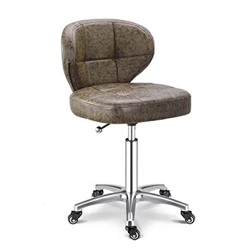 Sgabello Sgabelli con Ruote，Sgabello Industriale con Marrone PU Similpelle Posto Sedere，Altezza Regolabile 48-60 cm，Capaci...
