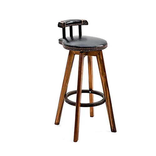 Sgabelli da Bar con Schienale, Sgabello Pelle PU Pelle PU Legno Massello Legno Massello di Stile Industriale, 2--1 Sgabell...