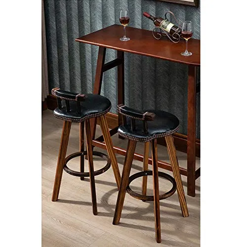 Sgabelli da Bar con Schienale, Sgabello Pelle PU Pelle PU Legno Massello Legno Massello di Stile Industriale, 2--1 Sgabell...