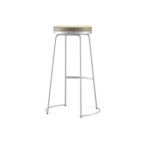 Sgabello da Bar, Spugna Ad Alta Densità Pelle PU Sgabello per La Colazione con Poggiapiedi(Size:75cm,Color:Bianca) DyAn