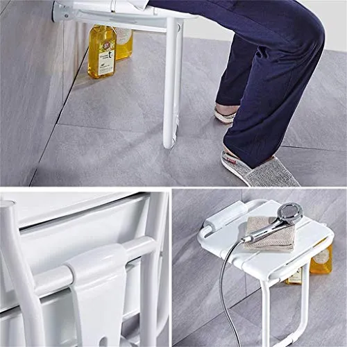 DZX Corrimano Sgabello Pieghevole da Bagno/Sedile per Doccia Parete/Sedia Muro di Sicurezza per Bagno/Sgabello da Bagno Se...