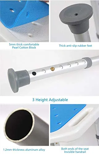 DZX Sgabello per Doccia, Sgabello per Vasca da Bagno Regolabile Altezza e Sedia per Doccia con Maniglie Sgabello per Handi...