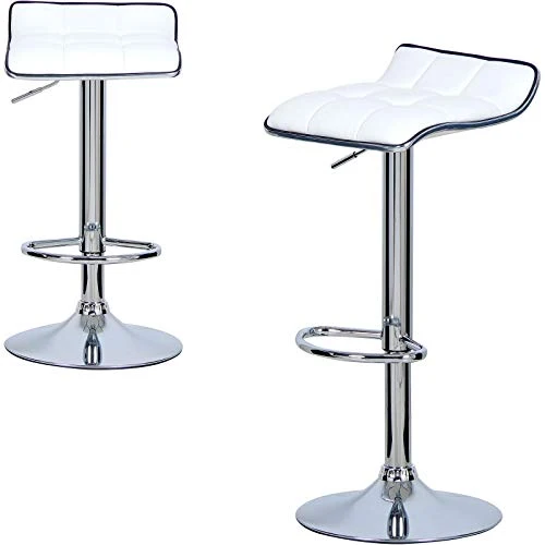 E-starain 2 Pezzi Sgabelli Regolabile da Bar/Casa Seggiola Alta Girevole 360° con Poggiapiedi Design Scandinavo Bianco LBA...