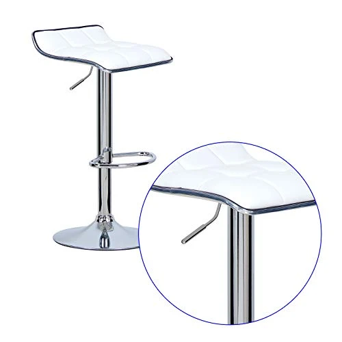 E-starain 2 Pezzi Sgabelli Regolabile da Bar/Casa Seggiola Alta Girevole 360° con Poggiapiedi Design Scandinavo Bianco LBA...