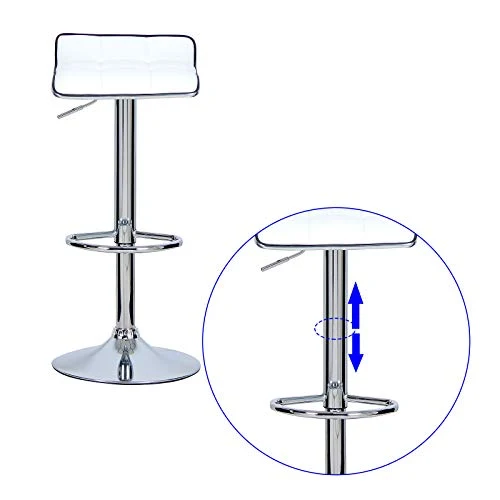 E-starain 2 Pezzi Sgabelli Regolabile da Bar/Casa Seggiola Alta Girevole 360° con Poggiapiedi Design Scandinavo Bianco LBA...