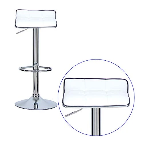 E-starain 2 Pezzi Sgabelli Regolabile da Bar/Casa Seggiola Alta Girevole 360° con Poggiapiedi Design Scandinavo Bianco LBA...
