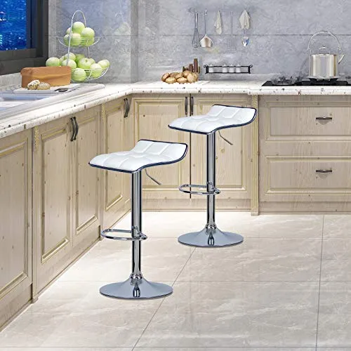 E-starain 2 Pezzi Sgabelli Regolabile da Bar/Casa Seggiola Alta Girevole 360° con Poggiapiedi Design Scandinavo Bianco LBA...
