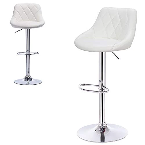 E-starain 2 Pezzi Sgabelli Regolabile da Bar/Casa Seggiola Alta Girevole 360° con Poggiapiedi e Schienale Design Scandinav...