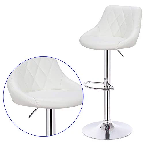E-starain 2 Pezzi Sgabelli Regolabile da Bar/Casa Seggiola Alta Girevole 360° con Poggiapiedi e Schienale Design Scandinav...