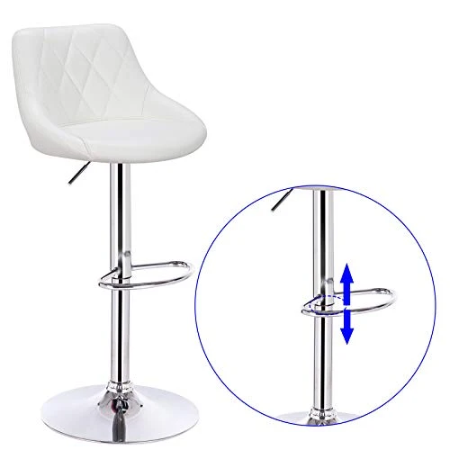E-starain 2 Pezzi Sgabelli Regolabile da Bar/Casa Seggiola Alta Girevole 360° con Poggiapiedi e Schienale Design Scandinav...