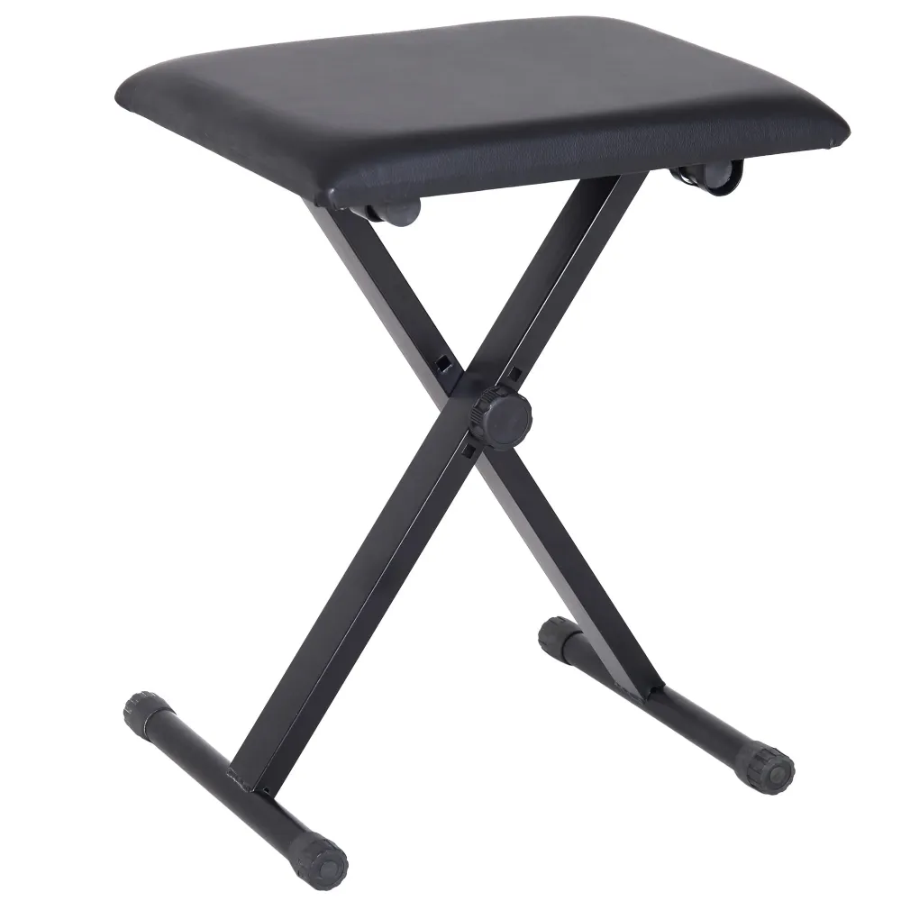 Easycomfort Panca per Pianoforte Imbottita Altezza Regolabile Pieghevole Antiscivolo, Nero, 39x29x47cm