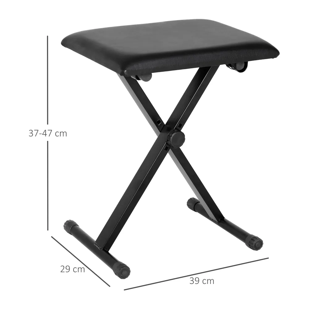 Easycomfort Panca per Pianoforte Imbottita Altezza Regolabile Pieghevole Antiscivolo, Nero, 39x29x47cm