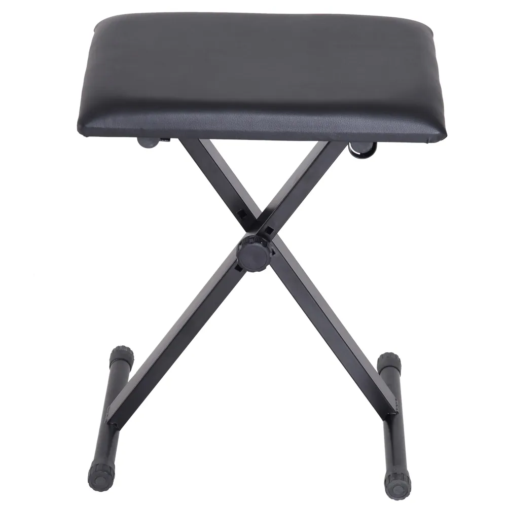 Easycomfort Panca per Pianoforte Imbottita Altezza Regolabile Pieghevole Antiscivolo, Nero, 39x29x47cm