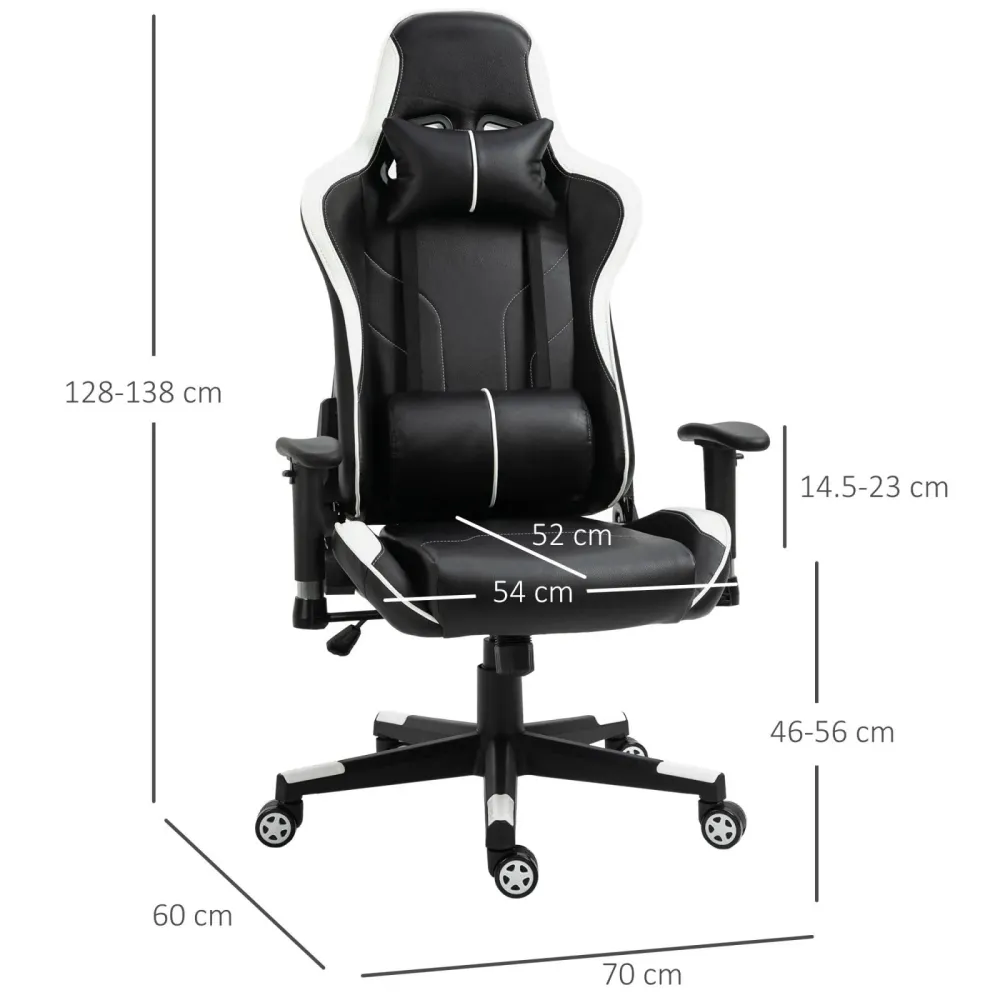 Easycomfort Poltrona da Gaming con Altezza Schienale Regolabile, Sedia Ufficio con Poggiatesta e Cuscino Lombare Nera e Bi...